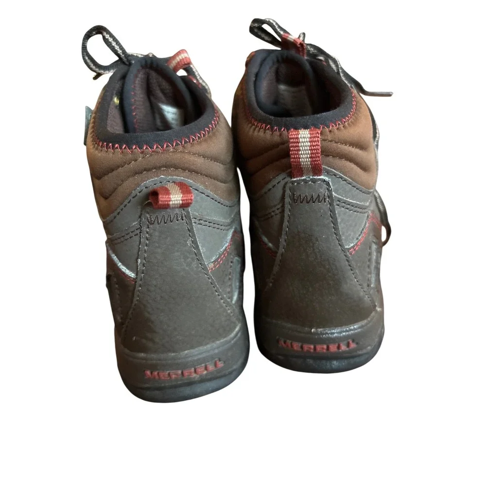 Merrell Capra Mid WTPF Hiking Boots Kids 3.5M Brown Grey Waterproof